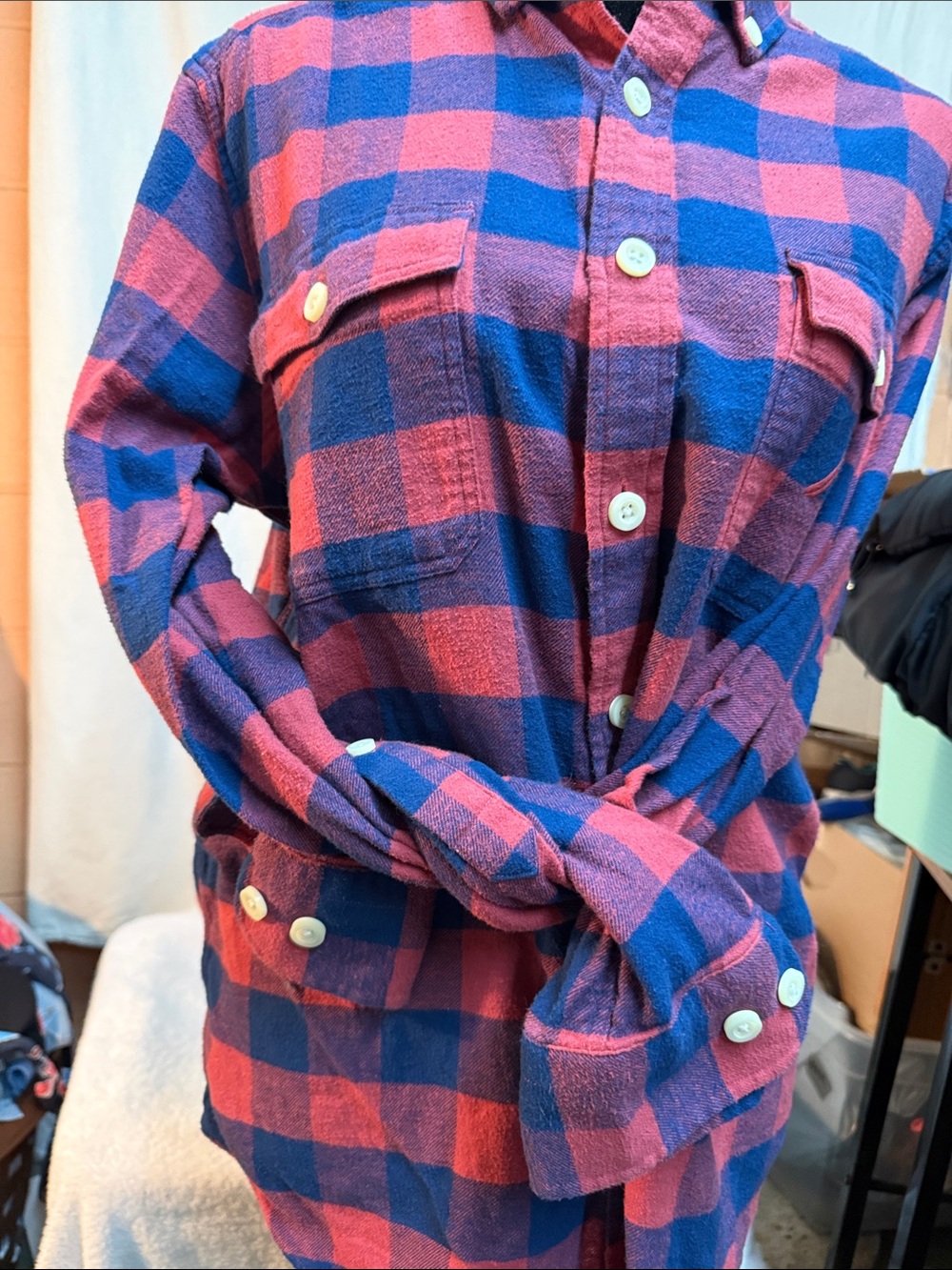 Nautica Blue & Red Plaid Button-Front Shirt